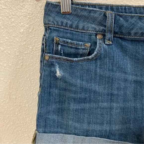 PAIGE Anthropologie Women’s Jean Shorts Sz 27 Cuffed Blue Distressed 5 Pockets - Picture 5 of 16